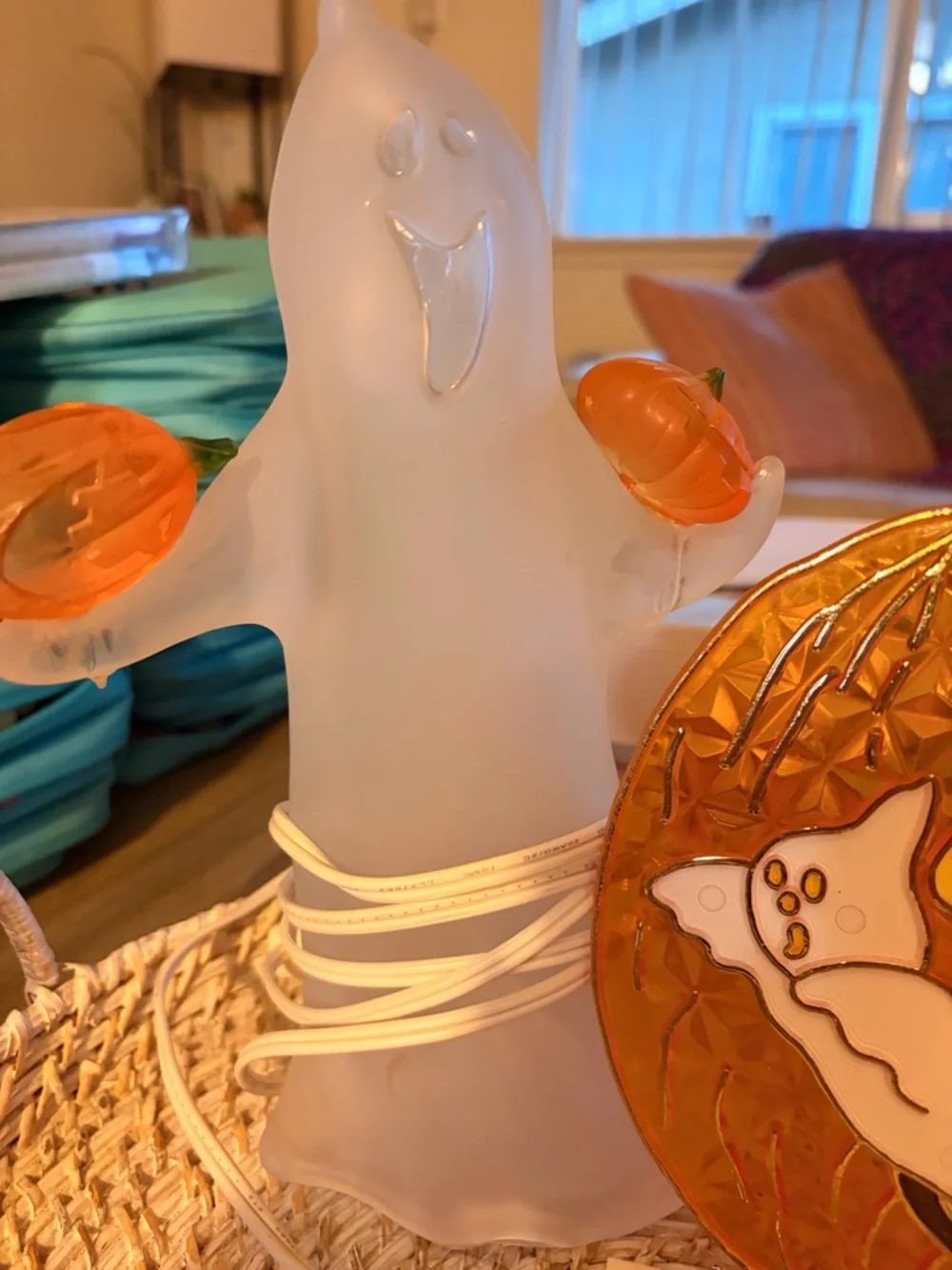 Halloween Decor with Pumpkin Treat Bowl and Light Up Ghost - Picture 10 of 11